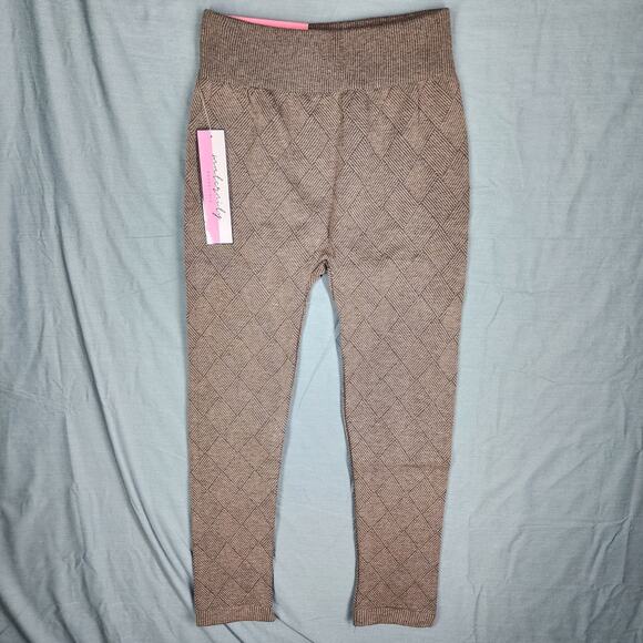 Women's First Kick Brown Fleece Lined Cozy Maternity Leggings L/XL - Picture 1 of 10